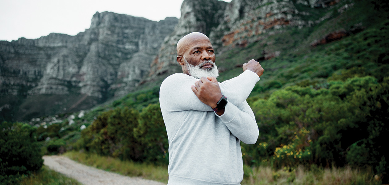 runner outdoor and senior black man stretching on 2026 01 09 11 02 15 utc